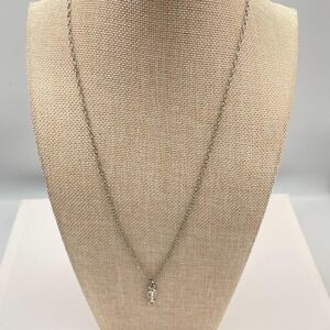 Vintage Silver Tone Fish Bone Skeleton Charm Necklace Link Chain Hip Hop Jewelry